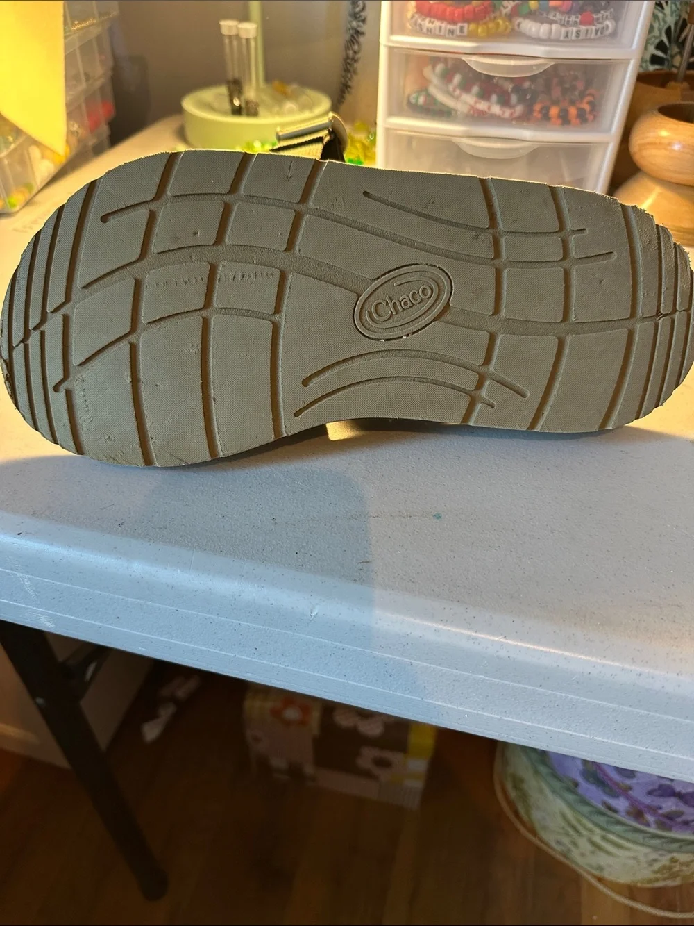 Chaco Olive Green Strapped Slide Sandals with Dark Gray Footbed
